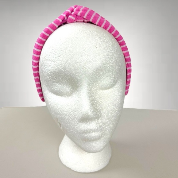 Anthropologie Terry Stripe Knotted Headband in Pink White NEW Preppy Spring Pool - Picture 1 of 7